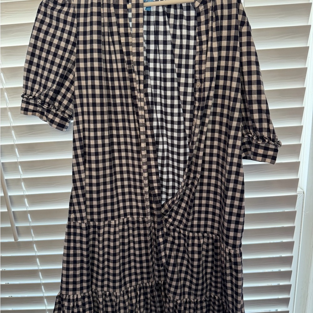 Draper James Navy and White Checkered Dress